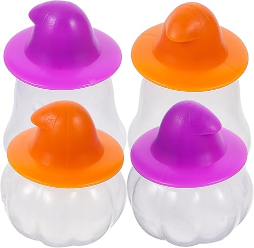 Hemoton 4 botellas de plástico con forma de calabaza fantasma de Halloween para condimentos, botellas de condimento portátiles para accesorios de