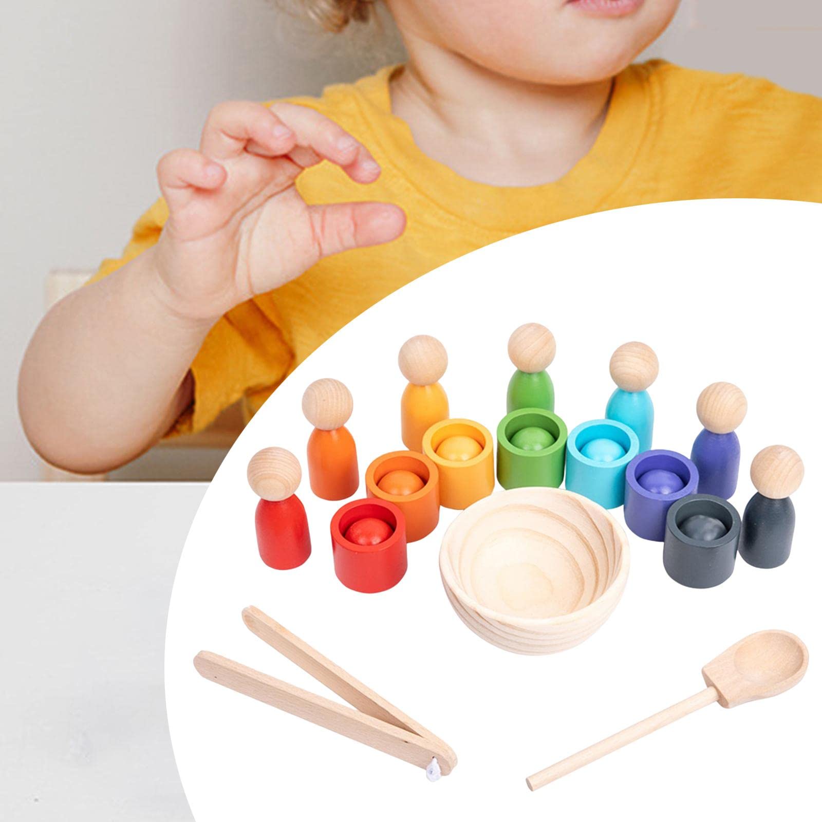 7 Piezas Vasos Juego de Madera Juego de Clasificación y para Niños con Entrenamiento de Pensamiento Lógico Adecuado para