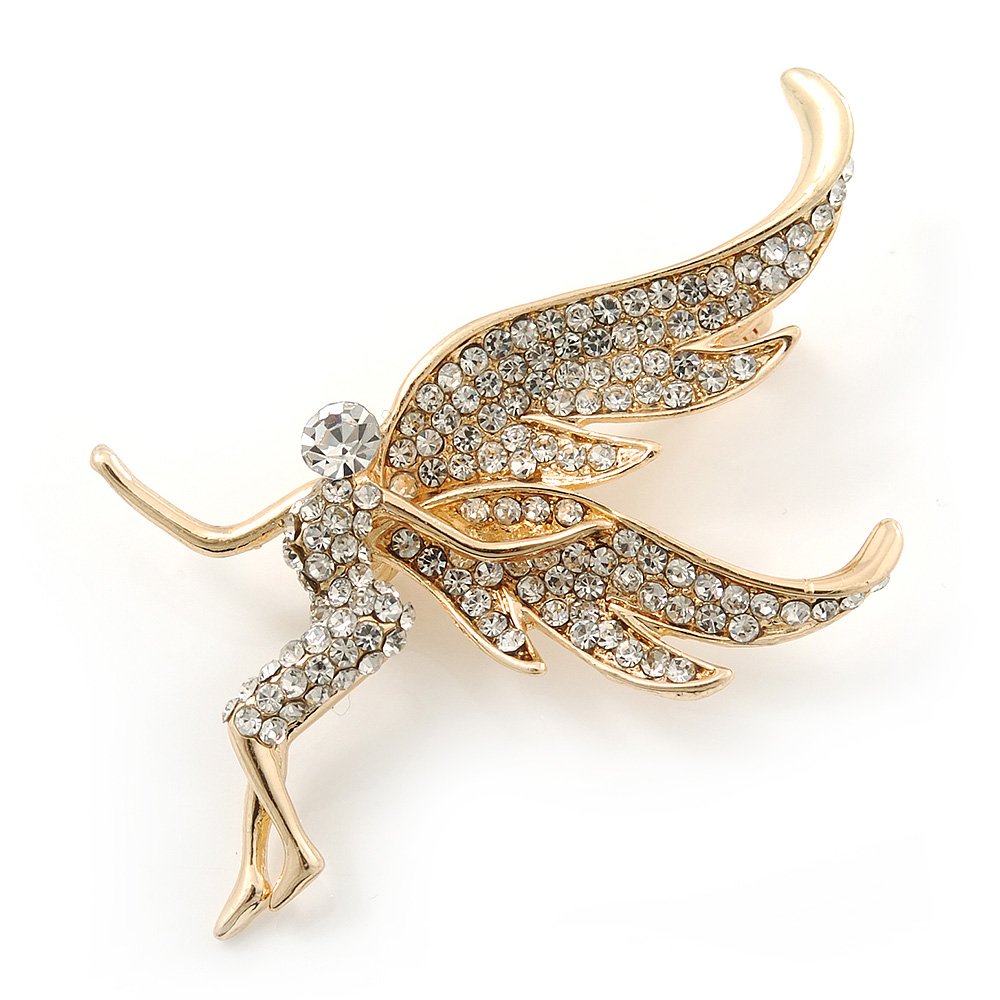 Broche de cristal transparente chapado en oro como regalo de aniversario 6