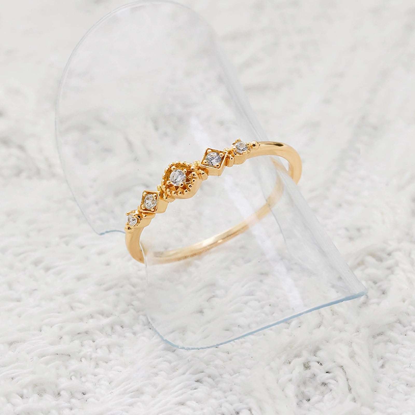 Anello Donna Anniversario Matrimonio, Anello di Fidanzamento Comfort Fit Vintage con Moissanite Rotonda in Oro giallo