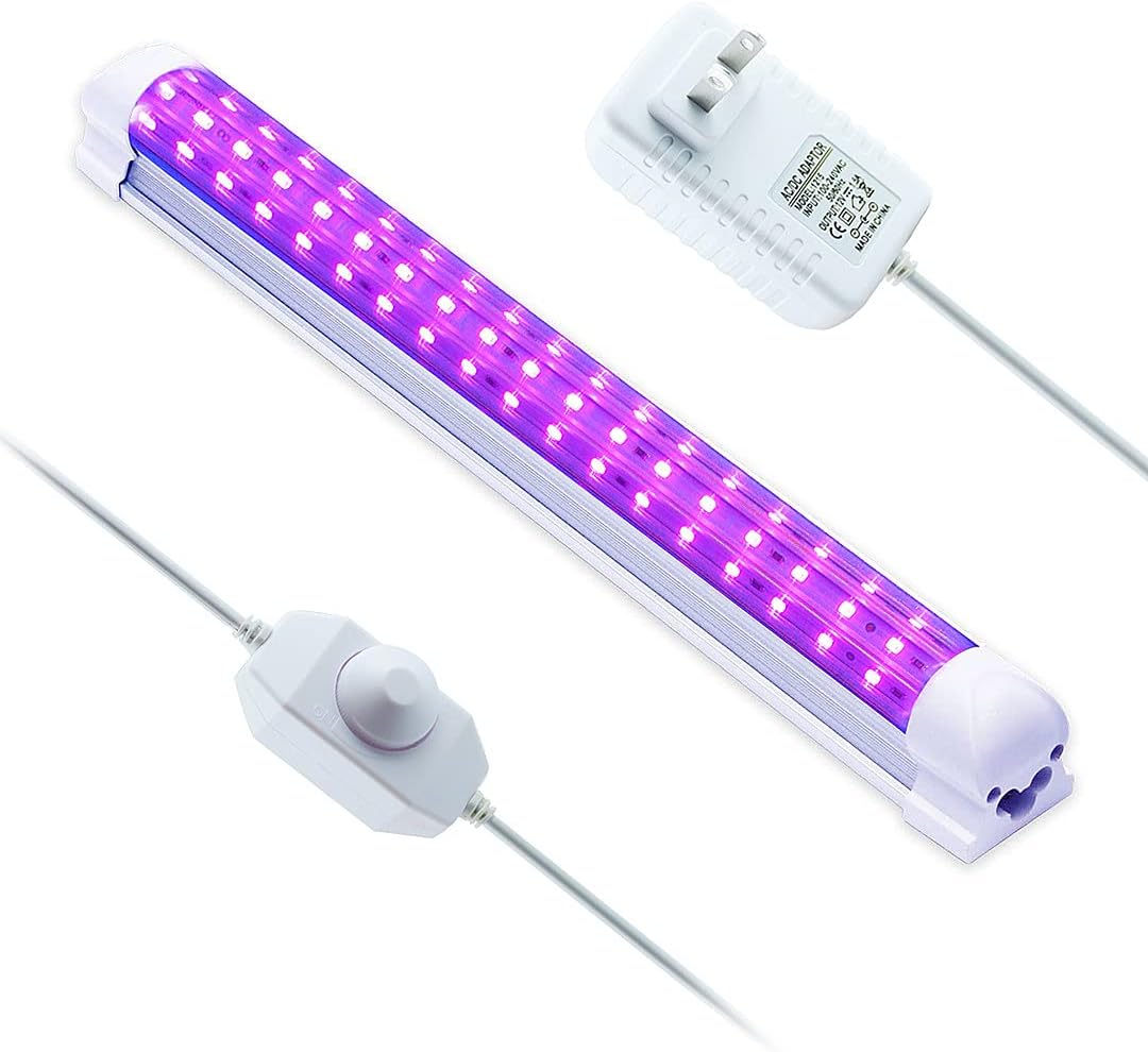 LED Black Light Fixture, 12W Dimmable LED Black Light Bar with 12V Power Adapter, Three Row LEDs, High Output, Portable Blacklight for Halloween, Glow Party, Poster, Body Paint