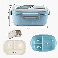 Vista 2 de Lonchera Bento para adultos, contenedor de ensalada grande de 43 onzas, bandeja estilo bento, recipiente de salsa de 3 onzas para aderezos y tenedor