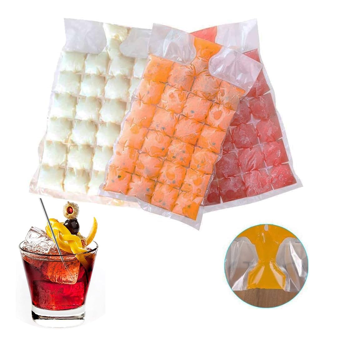 Monte Lua 2 Paket 480 Adet Buz Küpü, Buz Torbası, Kolay Çıkarılan Buz Küpü Kalıp Tepsileri, Dondurucu, Kokteyl, Kemik Suyu Torbası Dondurma Meyve Suyu için Kendinden Sızdırmaz Buz Küpü Torbaları