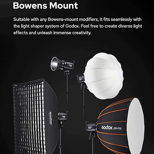 Miniatura 5 de Godox SL60 SL60IID 70W Bowens Mount Led luz de video, 8 efectos FX CRI 96 TLCI 97 5600±200K, 16 grupos 32 canales, 2.4GHz