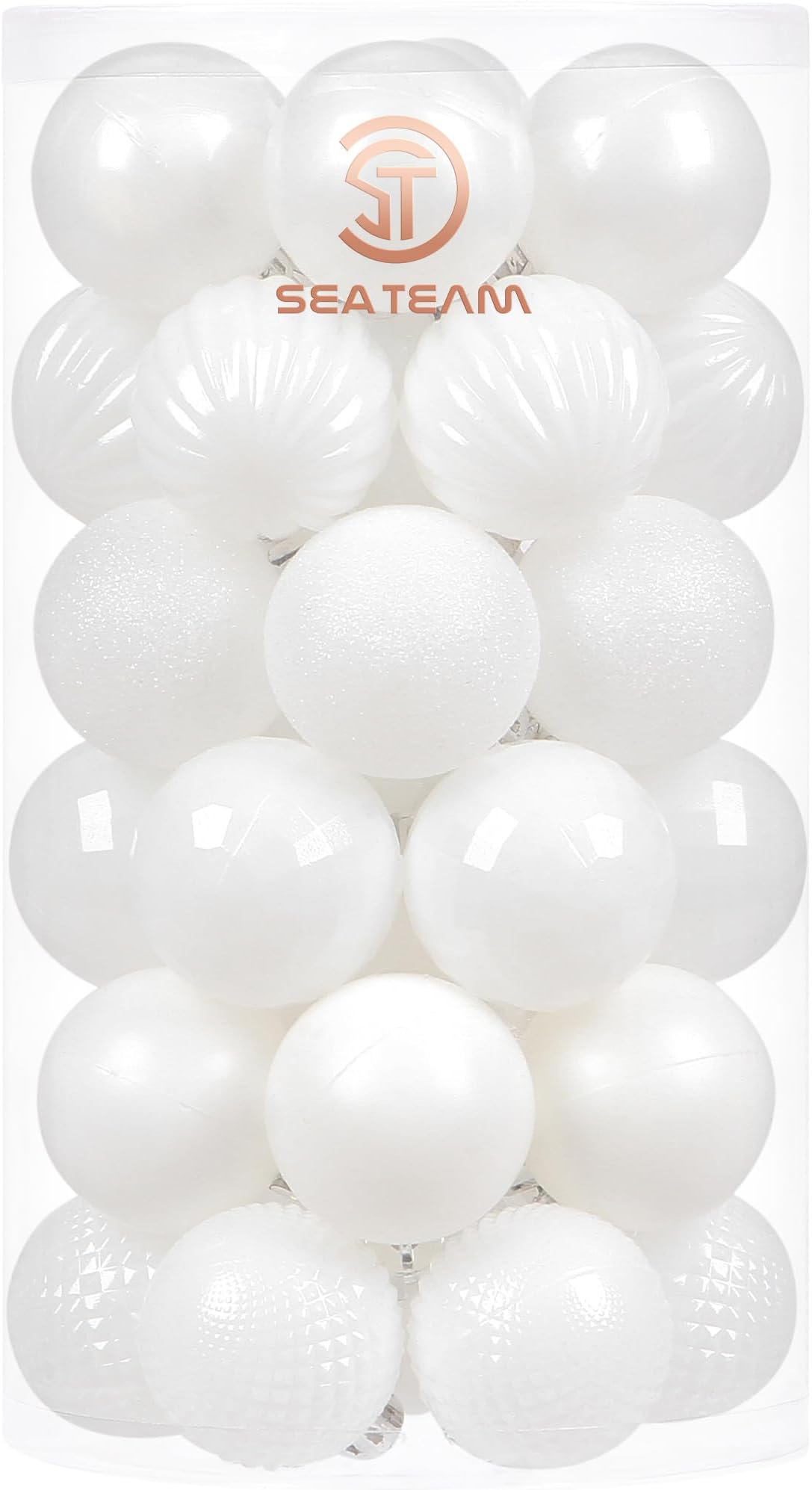Sea Team 41-Pack Christmas Ball Ornaments, 40mm/1.57-Inch, White