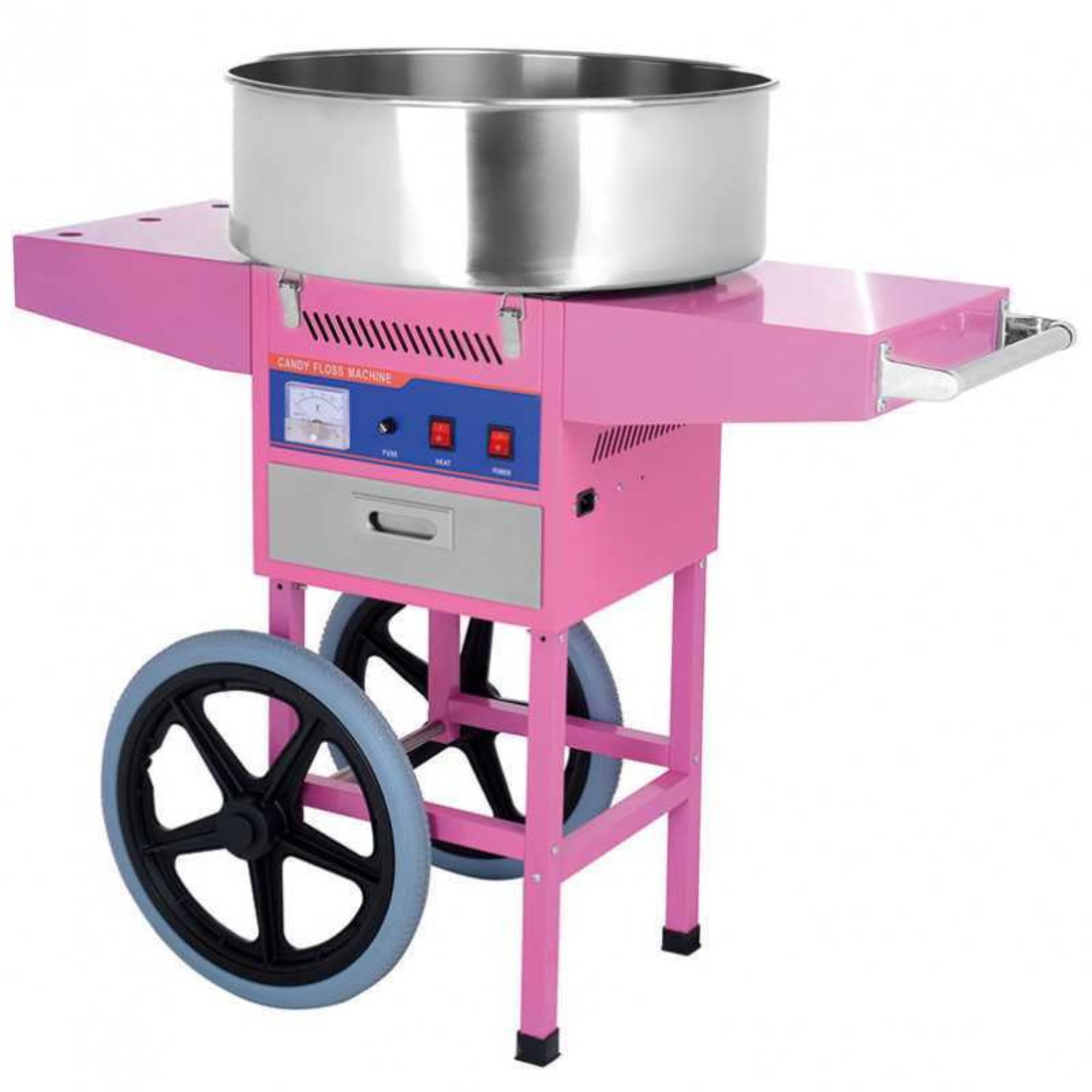 Machine à Barbe à Papa Professionnelle avec Chariot - 0,9 kW - Cuve Inox 50 cm - 230V