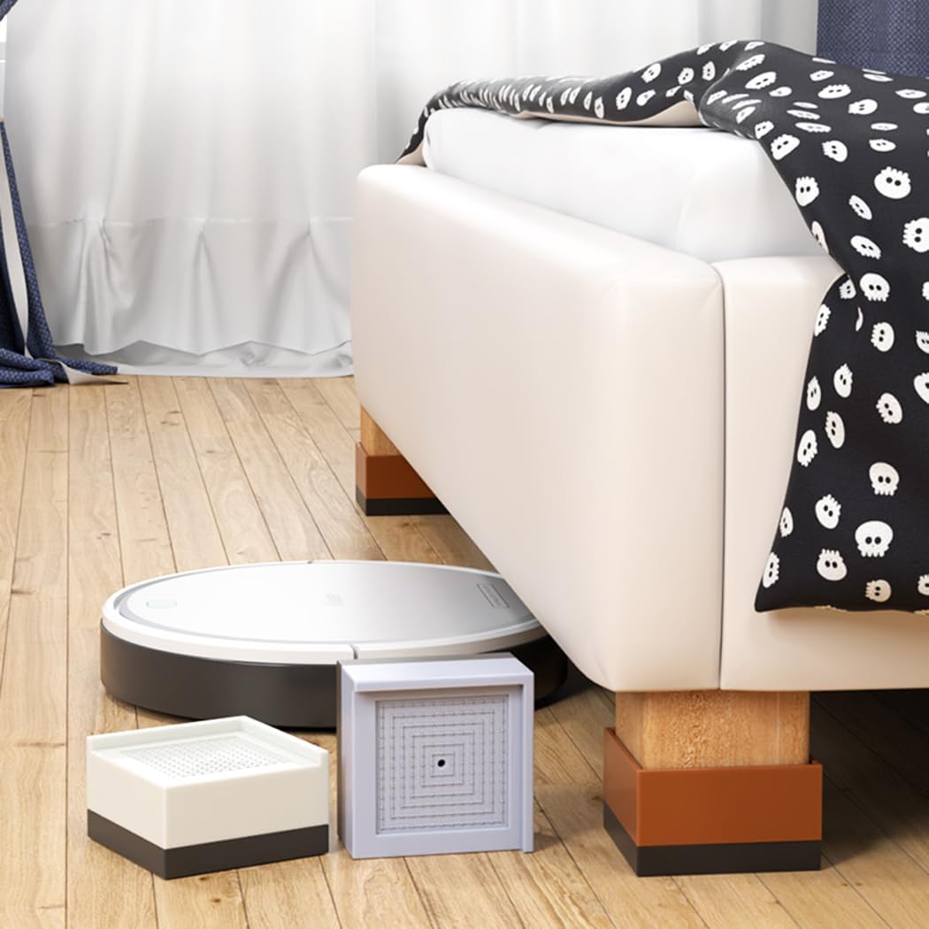 Furniture risers， 4 Pcs Sofa Risers Plastic Furniture Raisers Lifts Height 5/9/13cm Heavy Duty Support Legs, for Bed Table Chair Couch(Brown,9cm)