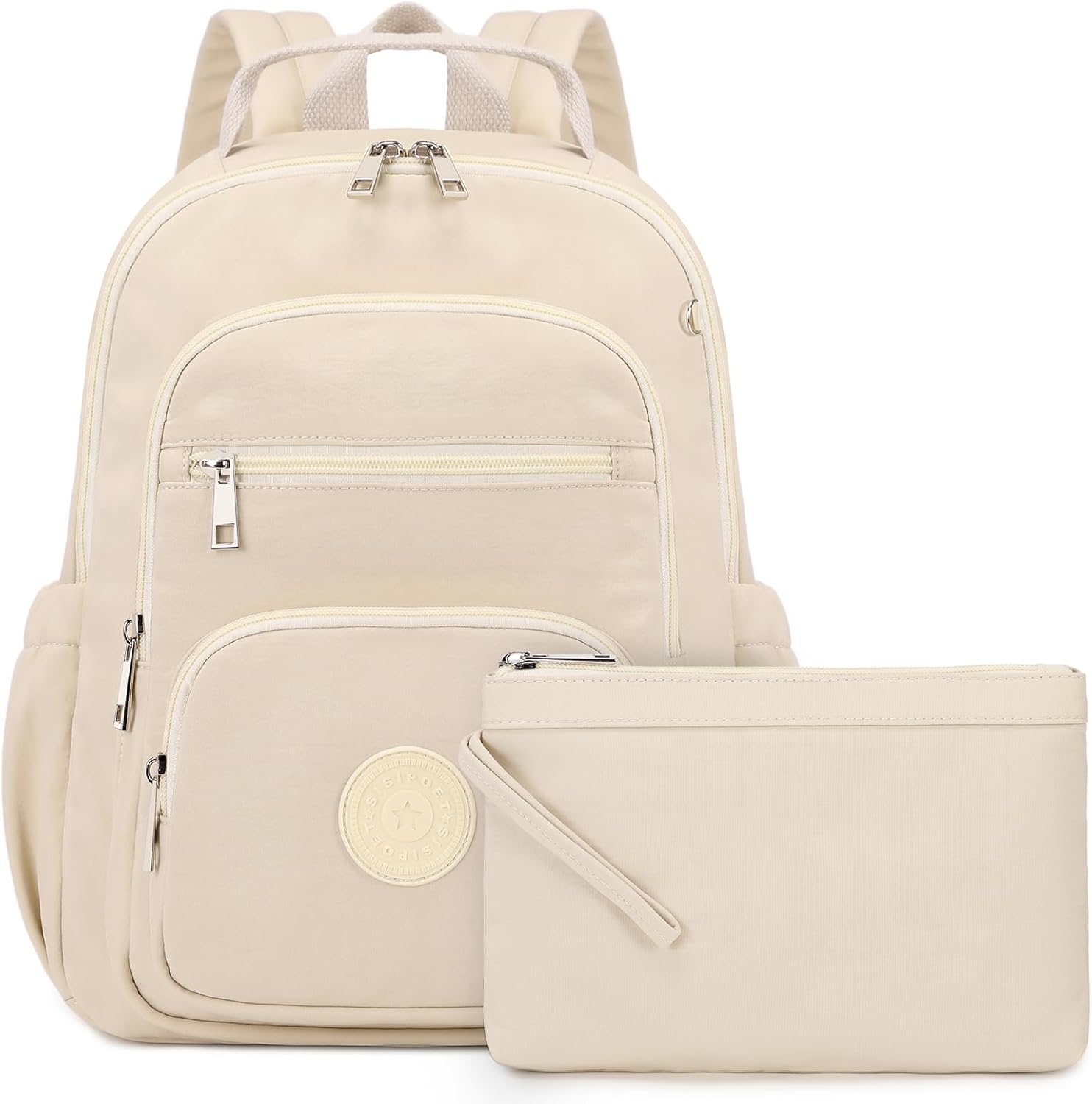 Lightweight Mini Backpack Purse for Women with Mini Wallet and Luggage Strap, Beige