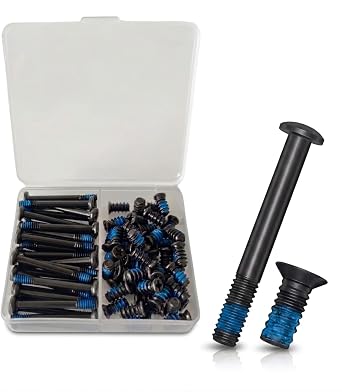 Easycargo 80pcs PC Fan Screw Kit Black Carbon Steel Screws with Blue Nylon Patch 30x UNC 6-32 30mm + 50x 10mm Compatible with 60mm to 360mm Radiator Fans, AIO Coolers, and PC Cases