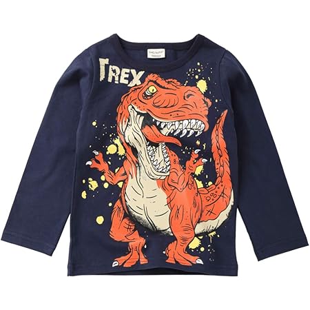 Amazon Lieliestar 子供服 長袖tシャツ 長袖カットソー 秋 冬 春tシャツ恐竜プリント 部屋着 綿 キッズ服 トップス 服 Uネック 男の子 女の子 暖かい カットソー 柔らかい インナー 寝間着 お出かけ 90 100 110 1 130 140 長袖 Tシャツキッズ ジュニア