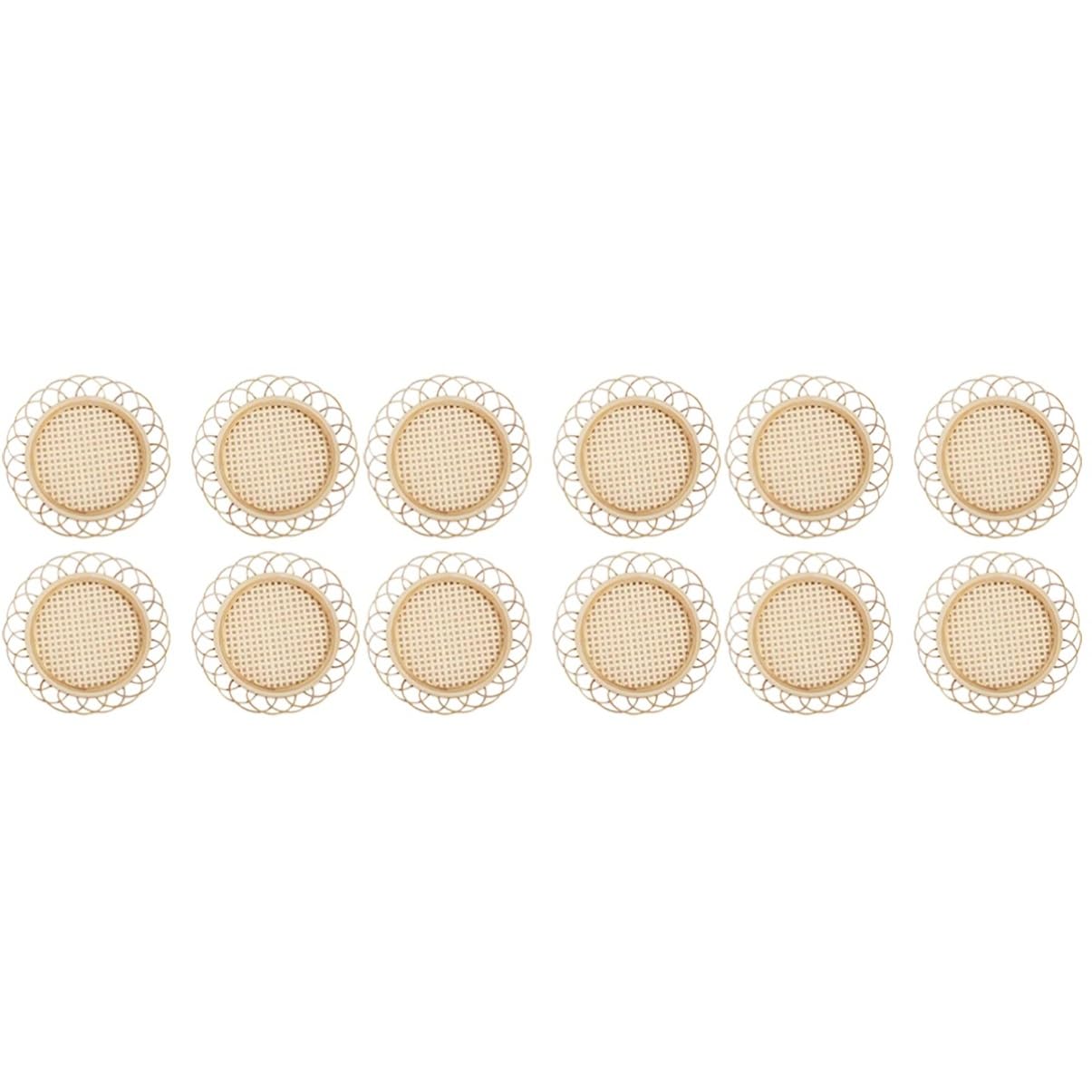 Dessous de verre en liège tissé beige PRETYZOOM - Lot de 12 pièces