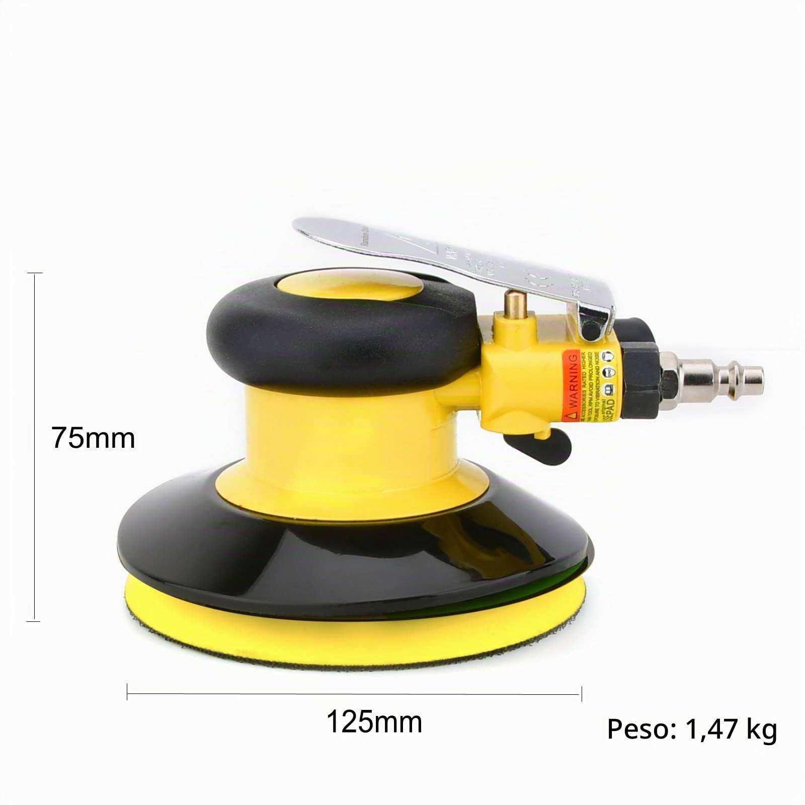 Nueva Pulidora Orbital Aire Comprimido 125 mm, Multifuncional Pequeña y Potente, 12000 RPM