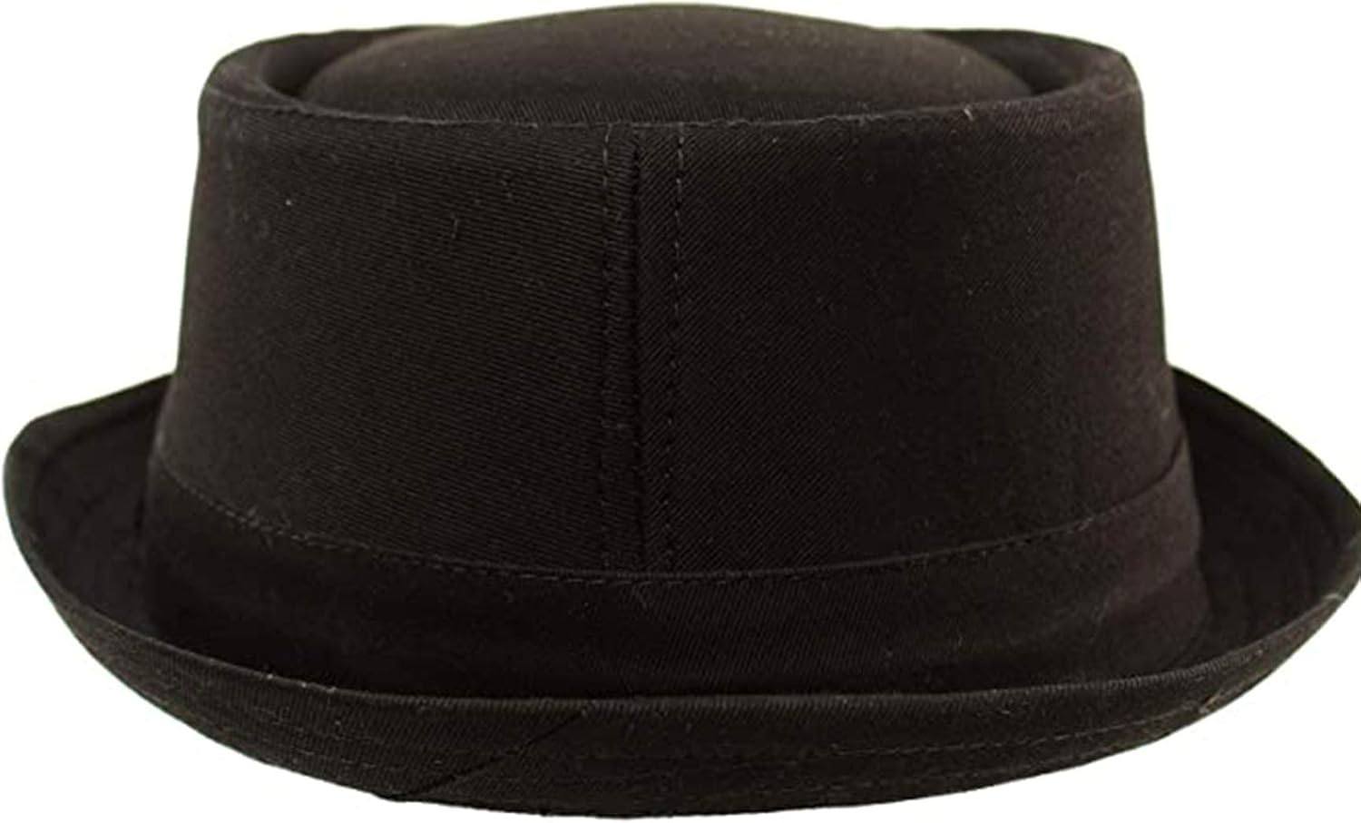 Men's Everyday Cotton All Season Porkpie Boater Derby Fedora Sun Hat (L/XL, F2091BLACK)