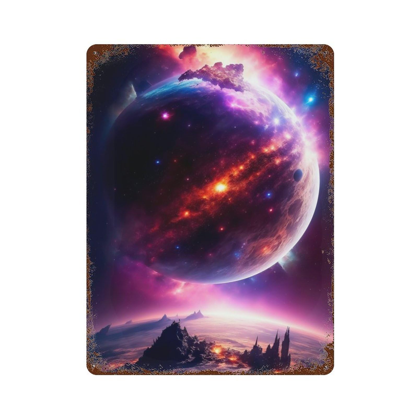 Astral Mirage 15.7"x11.8" Aged Metal Wall Plaque, Novelty Wall Decor for Garage, Bar And Workshop Decor