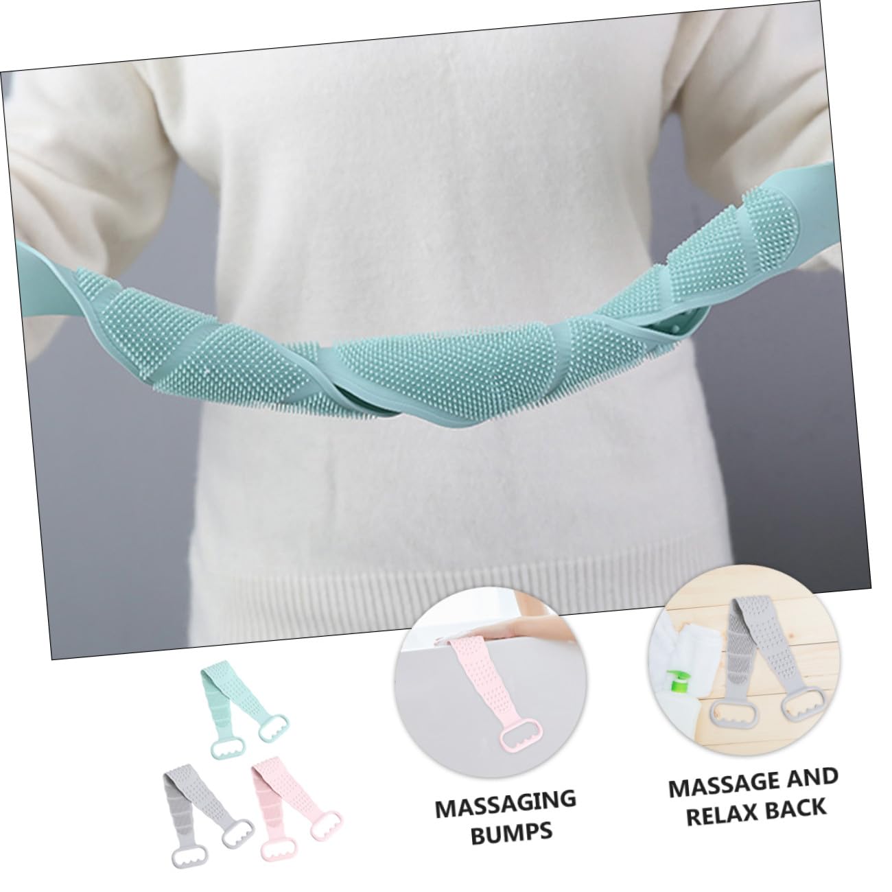 PACKOVE 3pezzi Spazzola Da Bagno in Silicone Spazzola Da Doccia Per Schiena Scrubber Da Bagno Con Manico Per Esfoliazione Corpo