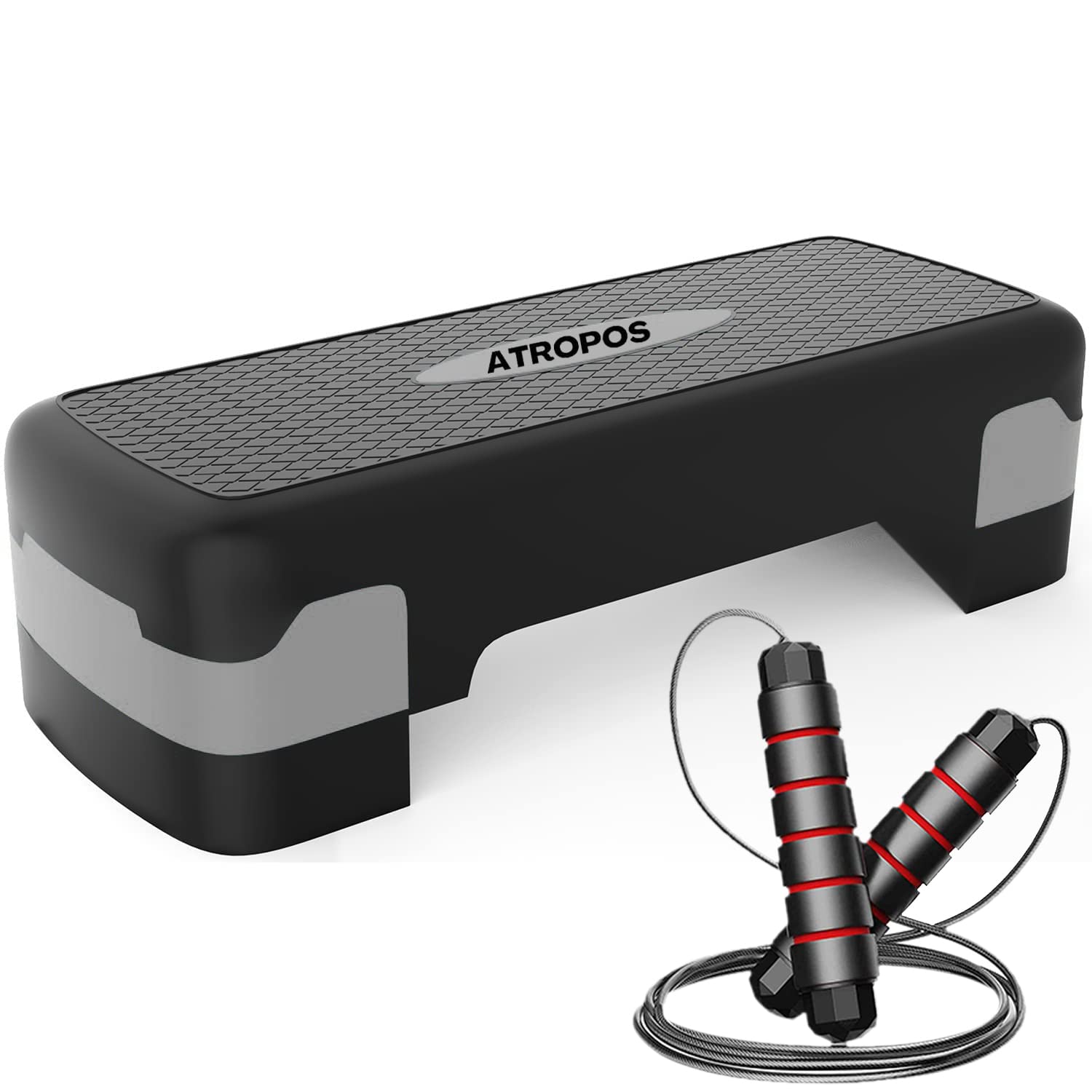 Atropos Aerobic Stepper Bench with (Imported Ball Bearing Adjustable Skipping Rope for Fast & Smooth Workout with Extra Comfort Foam),Workout Deck with Both Adjustable Items. (AS (Grey), SR (Red))-image-47