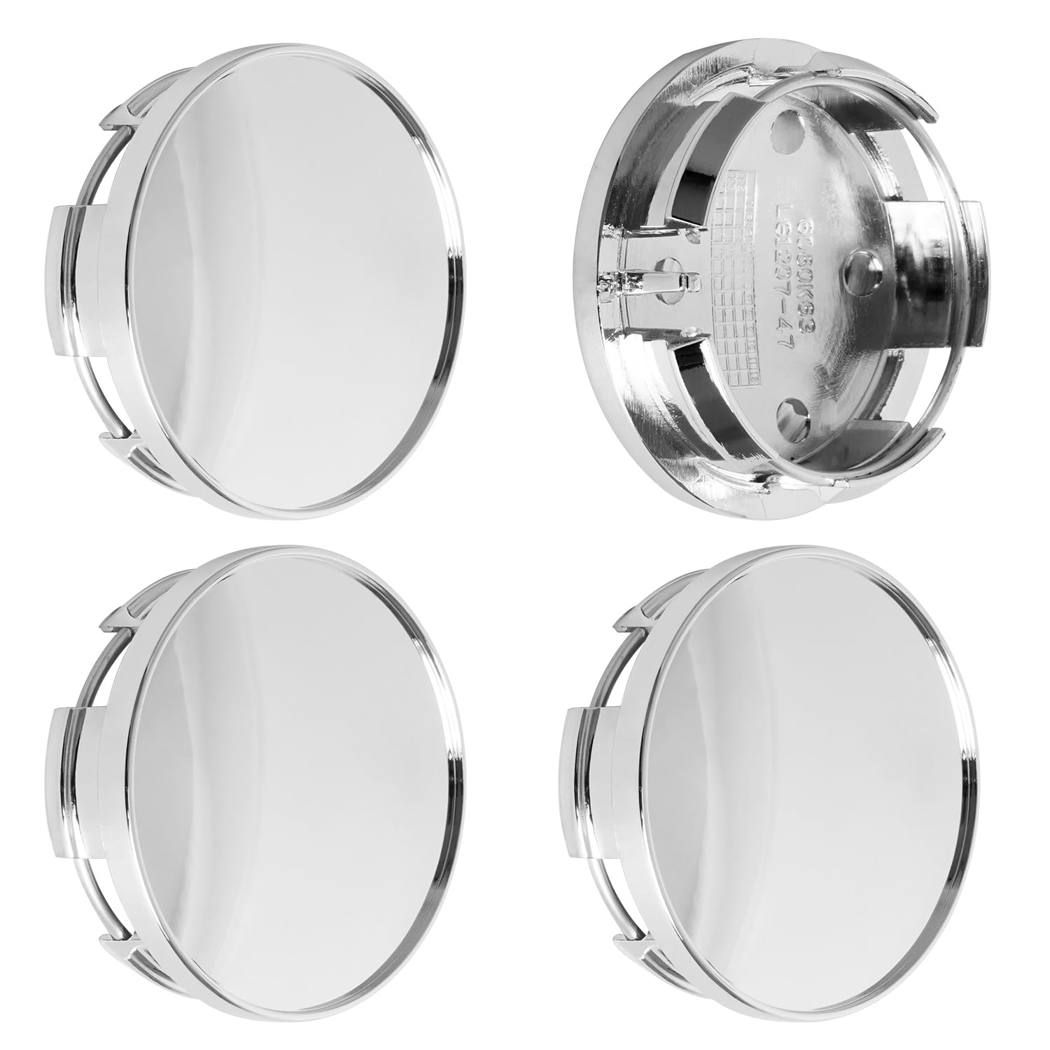 Photo 1 of 2.5Inch 63MM Wheel Center Caps for Dodge RAM 1500 Rim Hub Caps 6KF18TRMAA, Pack of 4 (Chrome, Outer 63MM, Inner 56MM, Easy DIY Installation)