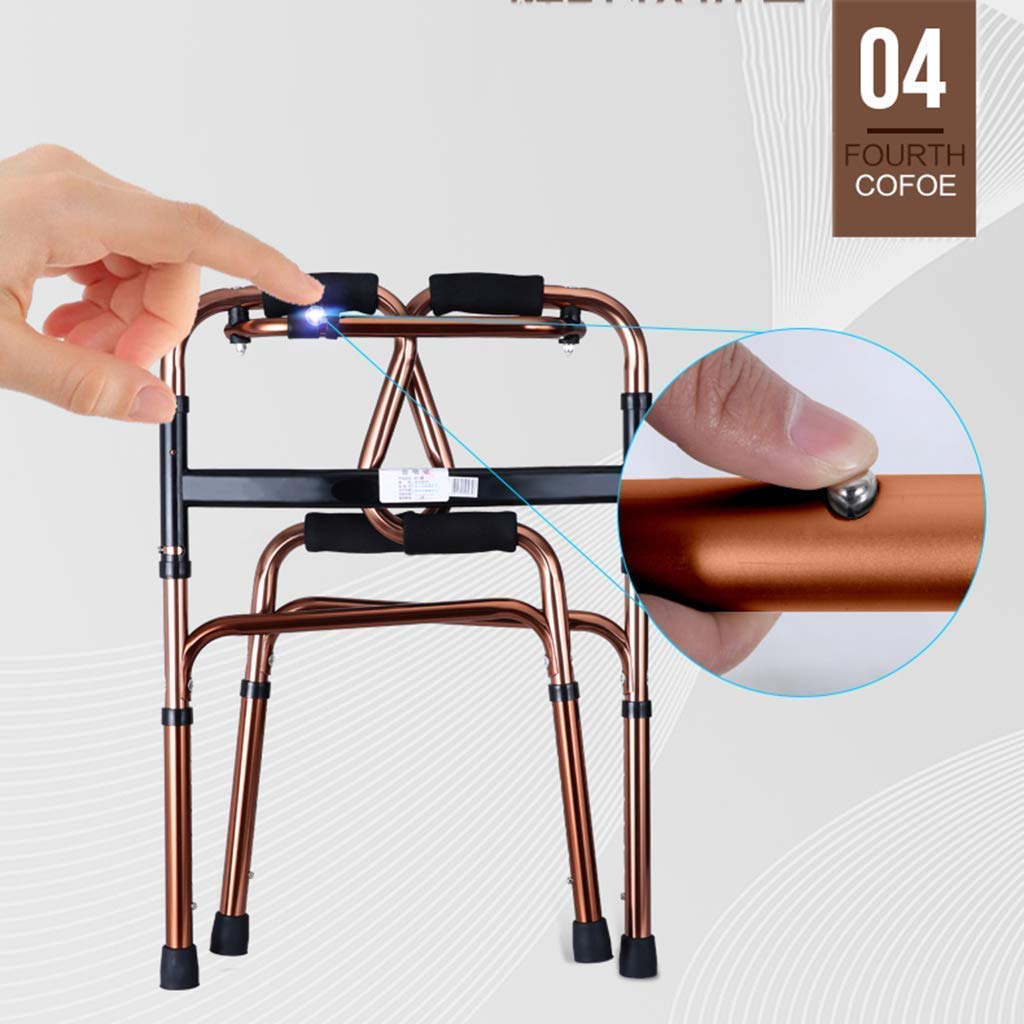 Andador para Ancianos,Bastón, Práctico Andador Plegable Equipo para Andador para Ancianos Aleación de Aluminio Soporte Ajustable de 4 Patas Adecuado para Personas con Alturas en el Rango de