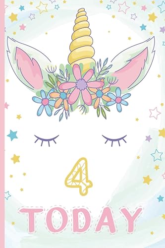 4th Birthday Girl Unicorn-Themed Journal And Sketchbook Gift For 4 Year Old Girls, Unicorn Birthday Presents for Girls, 4th birthday presents for