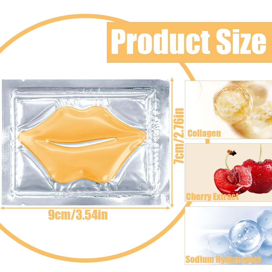 Maschera Volumizzante Labbra, 10 pezzi Lip Plumper, Maschera in Tessuto per Labbra, Idratante, Filler, Rimpolpante, Formula Super Idratante e Rimpolpante, esfoliante labbra, oro