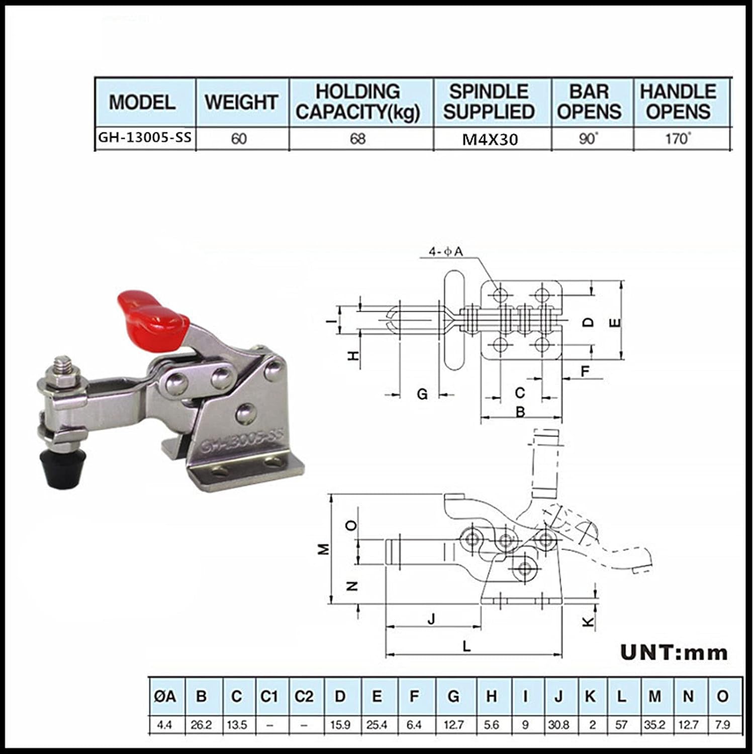 Toggle Clamp, 150lb Holding Capacity Heavy Duty Quick Release Vertical Toggle Clamp Easy to Control Adjustable Opening for Sheet Metal Fixing
