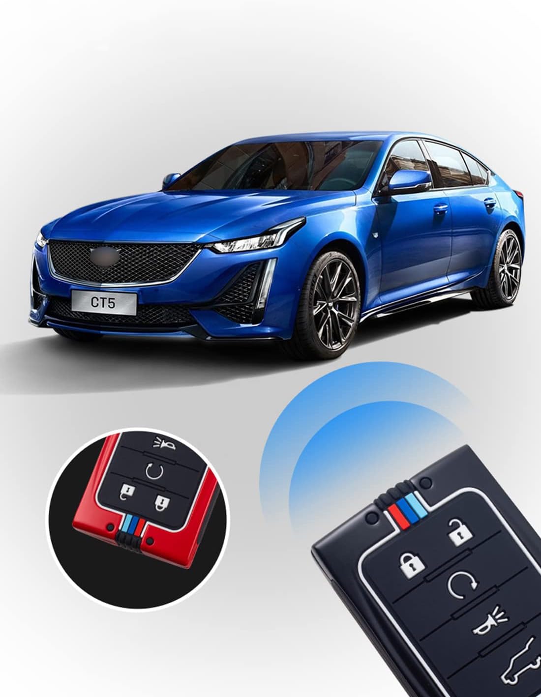 Zinc Alloy Keyless Entry Remote Control Key Fob Cover Fit for Cadillac SRX CTS XTS ATS DTS Escalade 5-Buttons