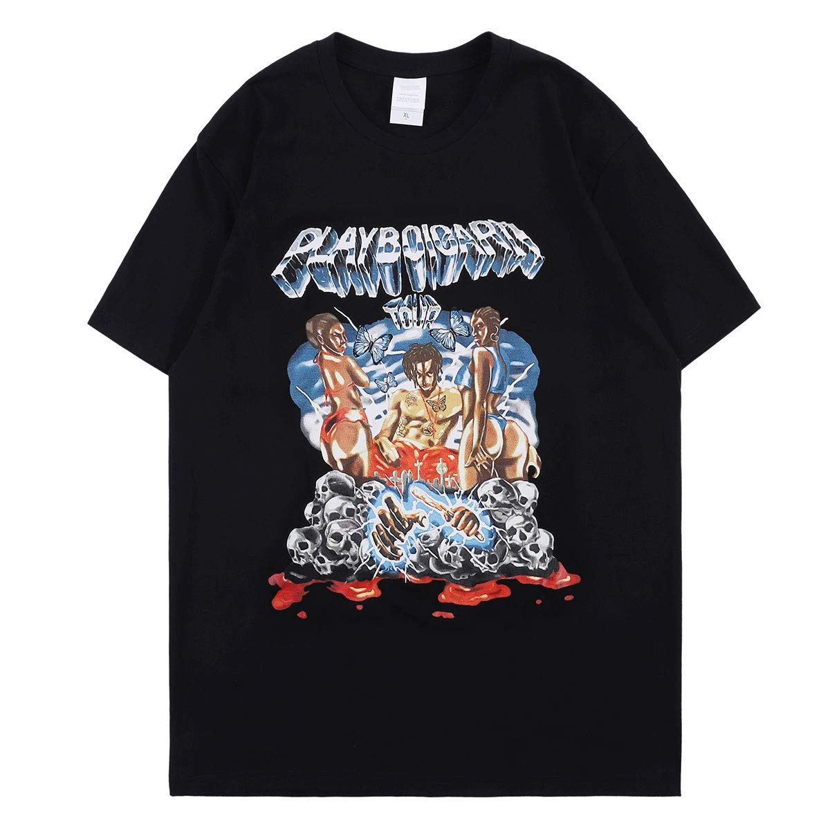 cpfm.xyz Mens T-Shirt Playboi Carti Crew Neck Rapper Hiphop Cotton Short Sleeve Shirt