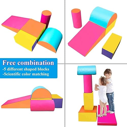 Miniatura 3 de C-CHAIN Juego de actividades de escalada y gateo, bloques de espuma suave y ligeros para escalar, gatear y deslizarse, juego de 5 piezas, juguetes