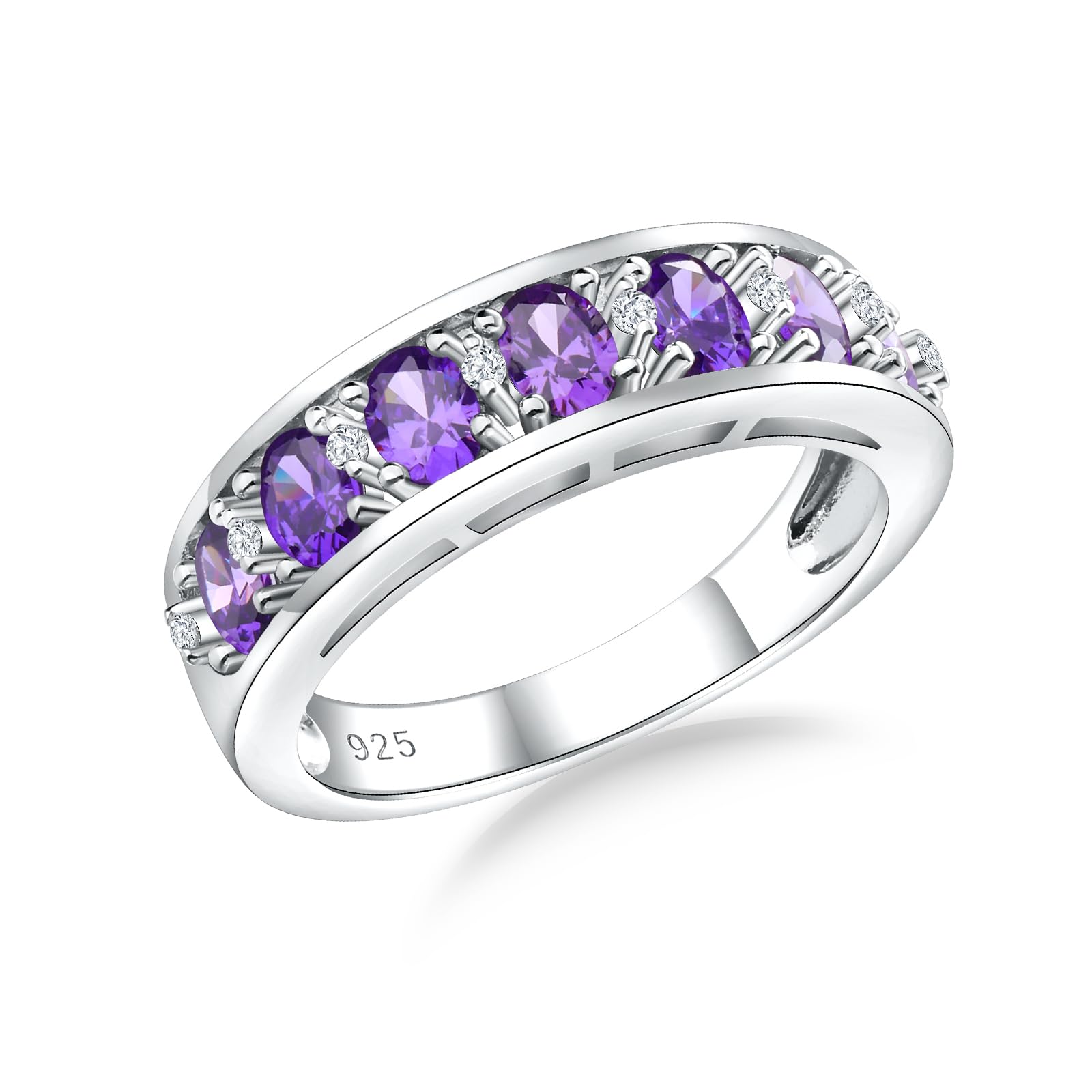 Channel Set Gemstone Wedding Band