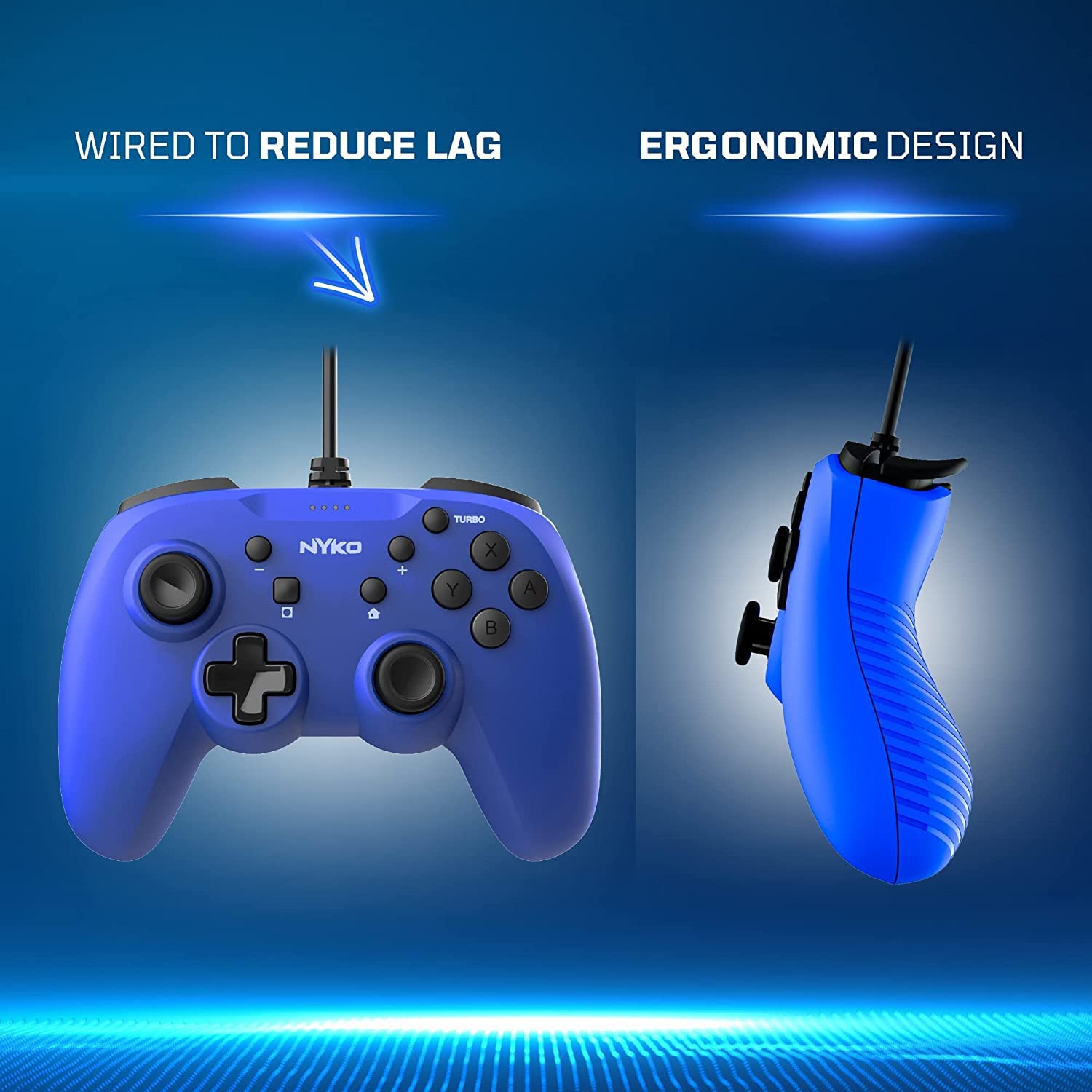 Nyko Prime Controller for Nintendo Switch - Wired Switch Controller w/Vibration, Ergonomic Shell Design and Turbo Button for Competitive Advantage- PC Compatible Switch Controller Accessories (Blue)