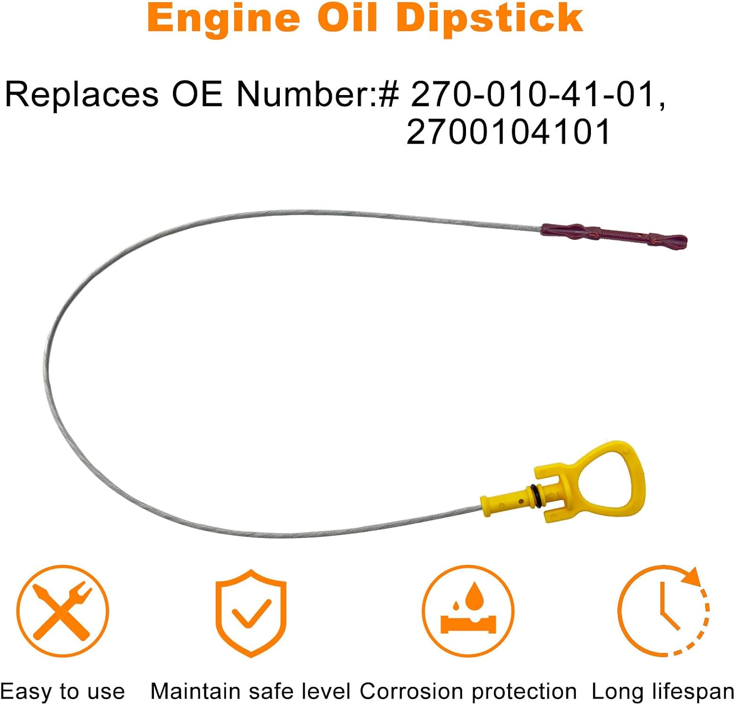 Engine Oil Level Dipstick Fluid Indicator, for 2014-2020 Mercedes-Benz CLA250, GLA250, 2015-2019 GLA45 AMG, Replaces# 270-010-41-01, 2700104101