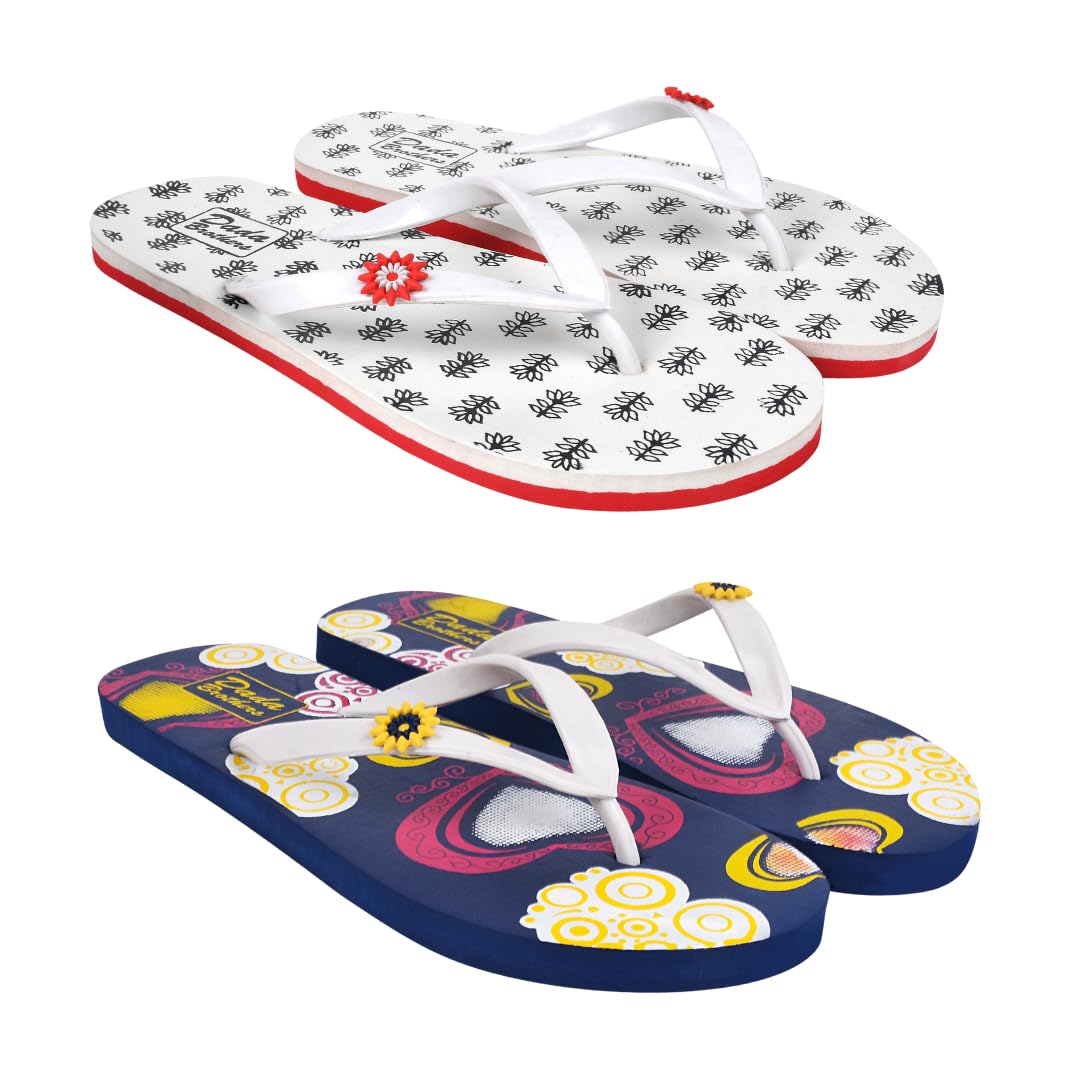 Dada Brothers combo Slippers|Slippers for women|Flip-Flop Ladies and Girl�s Home Slides for Daily Use (Blue, numeric_5) (B0CCV8TD5C) Amazon Price History, Amazon Price Tracker