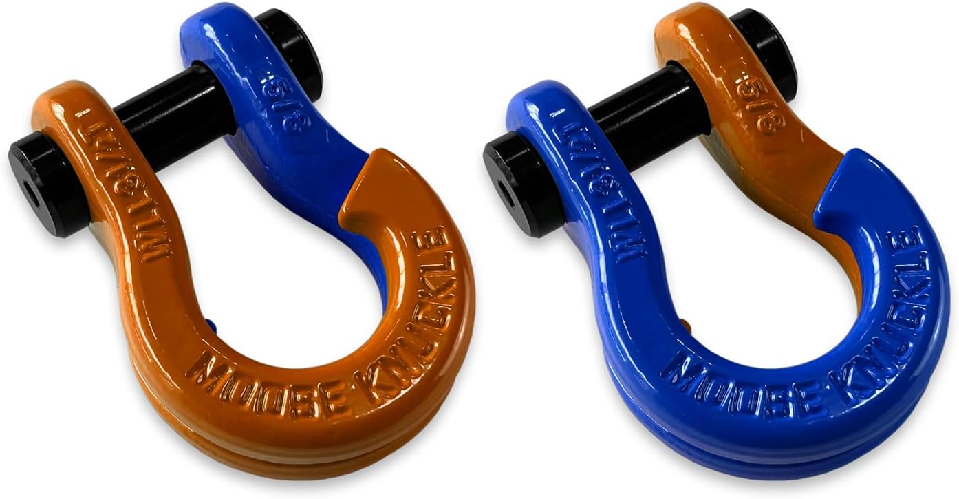 Moose Knuckle Offroad Jowl Split Shackle 5/8 | 7,000lbs Capacity - Forged Carbon Steel for 1.25" or 2.0" Hitch Receiver w/ 3/4 Pin -Obscene Orange/Raw Dog Custom Color Ready