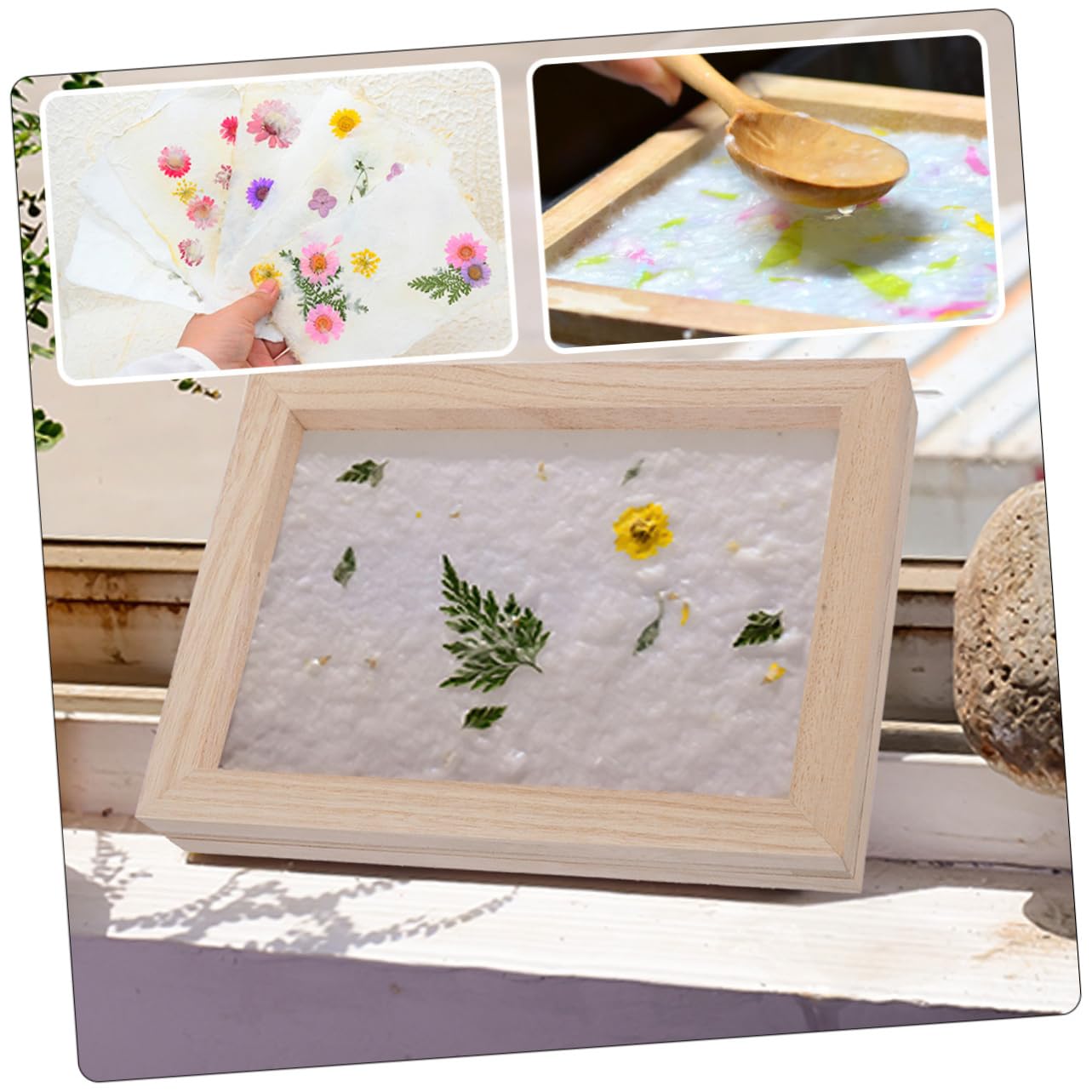 Beatifufu Papermaking Screen Kit 3pcs Papermaking Tools Wooden Frame Mould Deckle Ideal for Boys and Projects