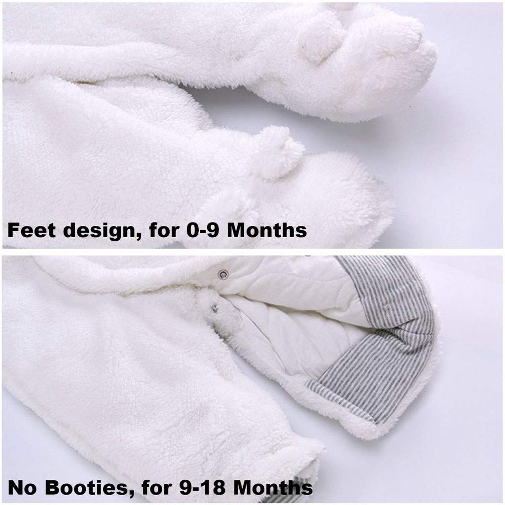 Tutina Invernale da Neonato Tutine da Neonato, Bambino e Bambina Tuta Intera con Cappuccio, Set di Tutine da Neve per Bambini Spesse e Calde,Bianco 0-3 Mesi