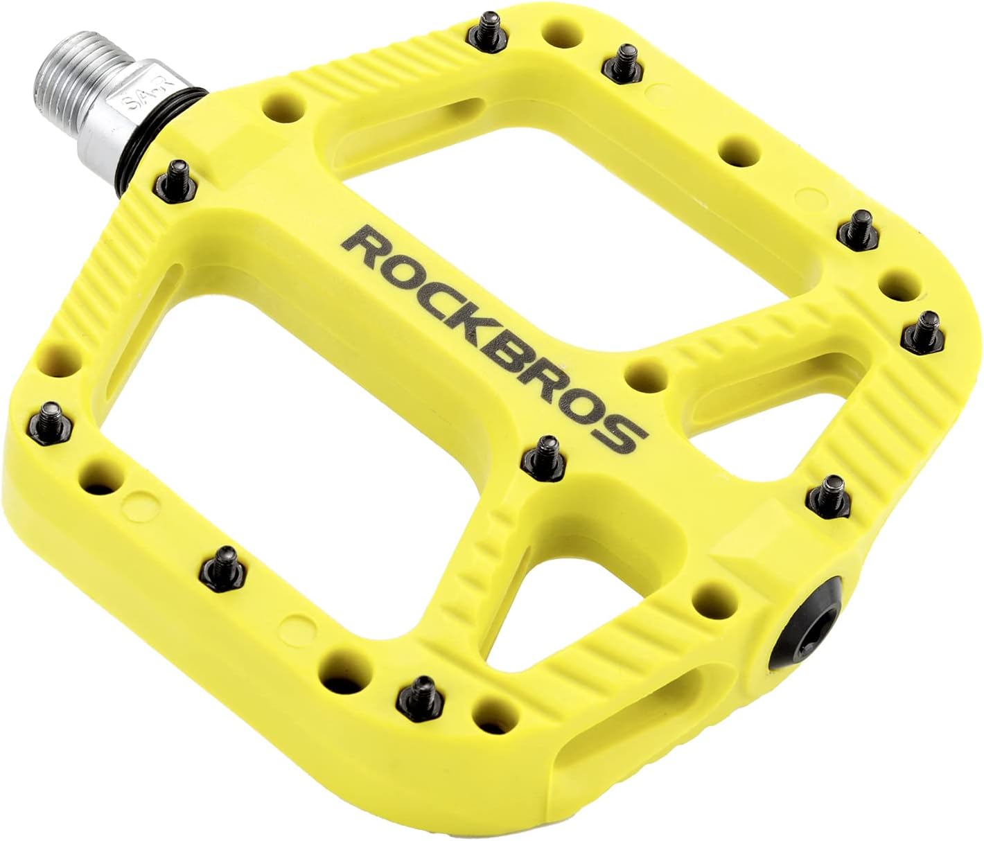 ROCKBROS Rock BROS Mountain Bike Pedals Nylon Composite Bearing 9/16" MTB Bicycle Pedals with Wide Flat Platform Green