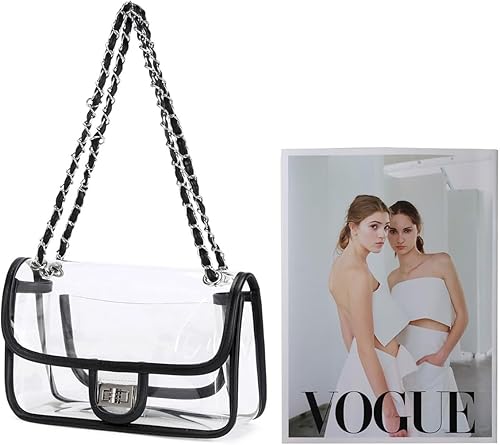 Miniatura 3 de Bolso transparente de PVC para mujer con cadena, aprobado para estadios, bolsa transparente transparente para trabajo y concierto