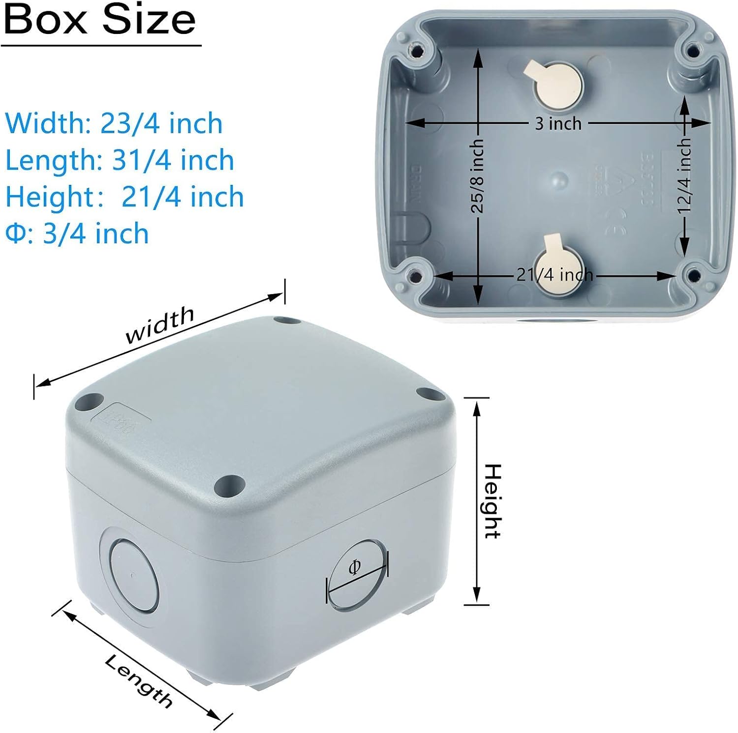 Nineleaf 1PK Junction Box 3 1/4" x 2 3/4" x 2 1/4" (86x74x62mm) and 10 Piece M20x1.5 Black Compression Cable Glands IP66 Waterproof for Outdoor Use