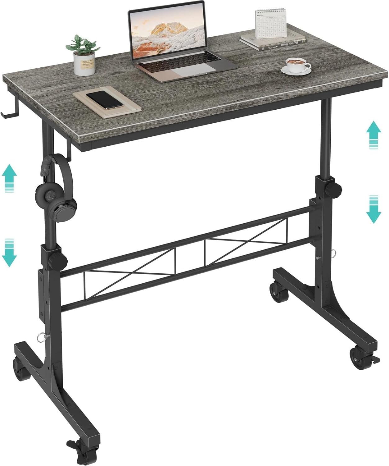 32 Inch Small Portable Rolling Standing Desk for Treadmill Walking Pad, Gray