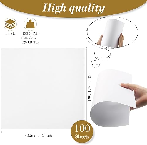Miniatura 2 de Ctosree 100 hojas de 12 x 12 pulgadas de cartulina para álbum de recortes, 180 Gsm, 65 libras de cubierta, 120 libras de cartulina gruesa,