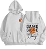Sudadera con capucha de baloncesto para mamá, día de partido, para mujer, divertida, regalo, gráfica, vintage, pullover 7