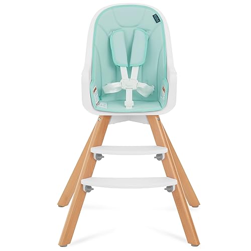Evolur Zoodle - Silla alta 2 en 1 diseño moderno silla para niños cojín extraíble bandeja ajustable bebé y niño color menta