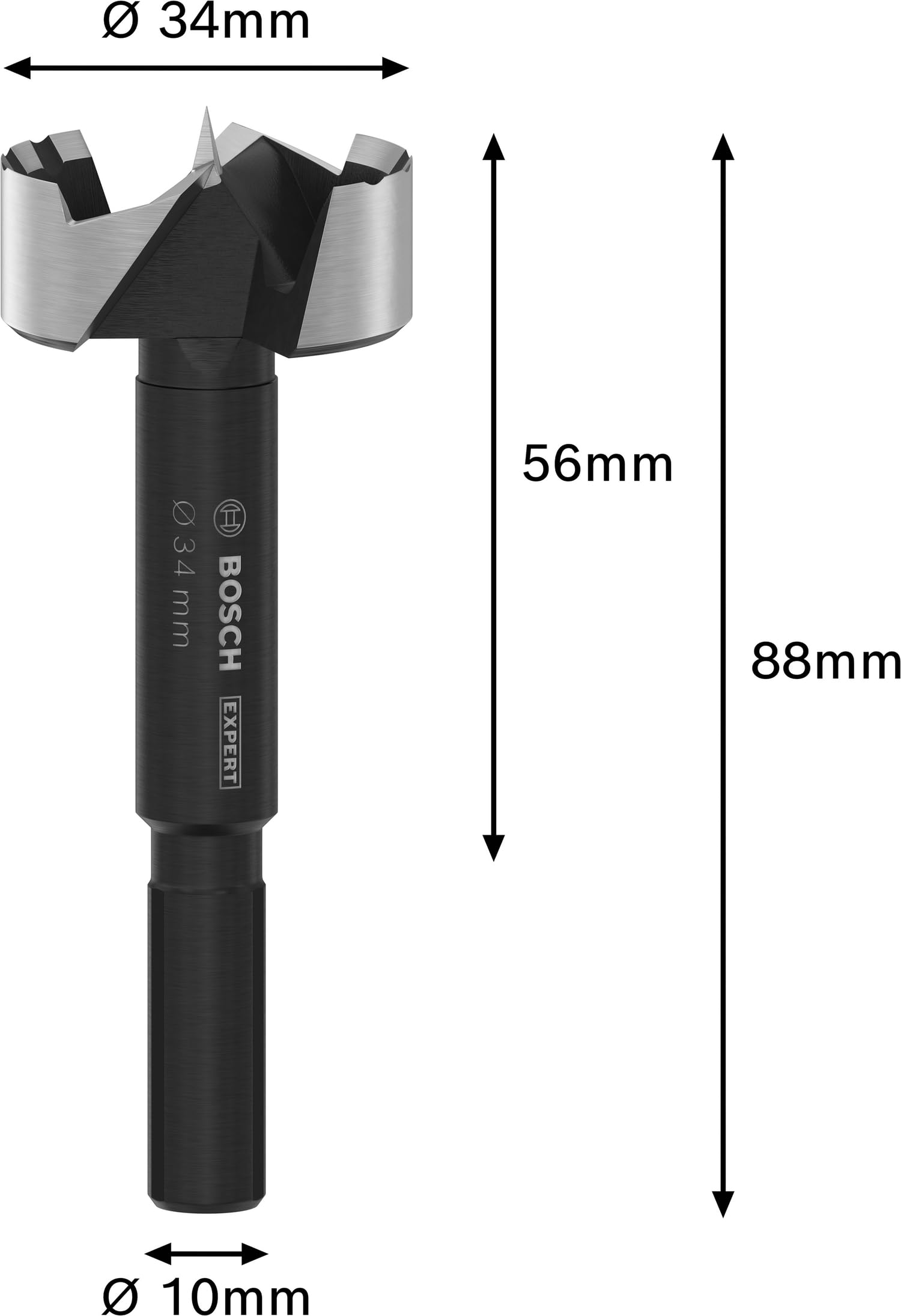 Bosch 1x Foret à bois Forstner EXPERT (pour Bois résineux, Bois dur, Ø 34,00 mm, Professional Accessoire Perceuse)