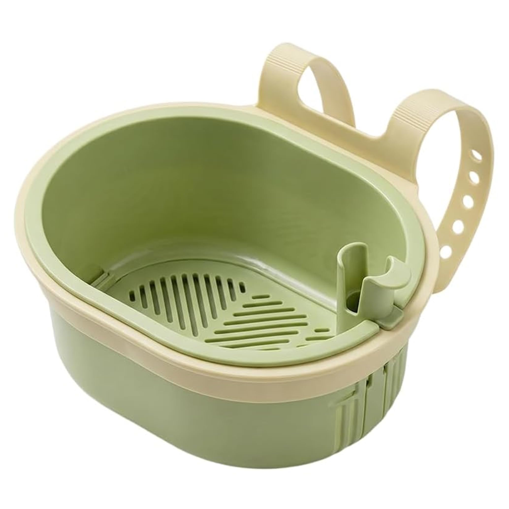 Ameble Kitchen Sink Drain Basket, Sink Strainer Basket With Detachable Filter, Snap-on Faucet Hanging Organizer, Green
