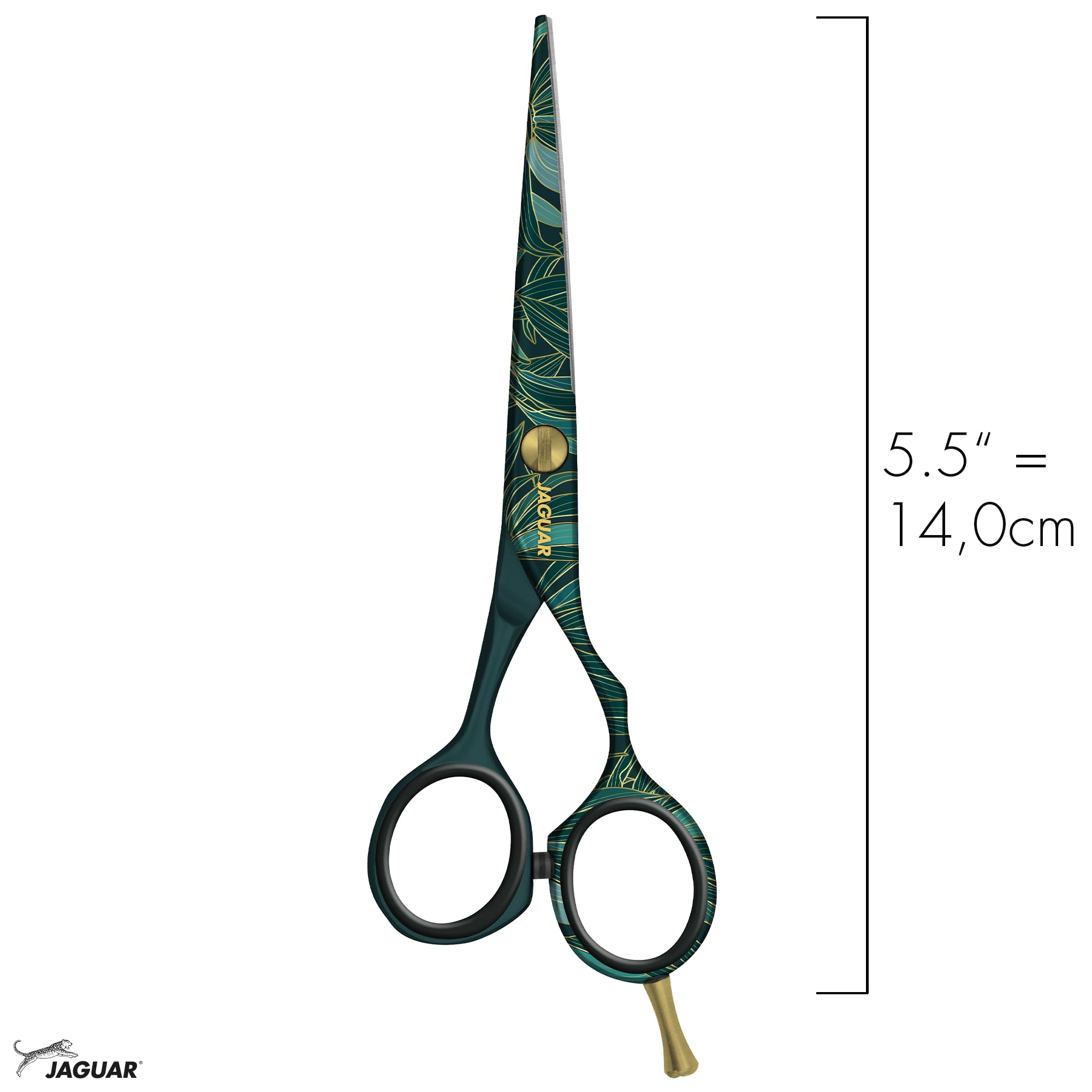 JAGUAR Ciseaux à cheveux JaguART EXOTIC ISLAND 5.5" | Ciseaux de coiffeur en design offset | Revêtement high-tech anti-allergénique et résistant en qualité photo | Fabriqués en Allemagne