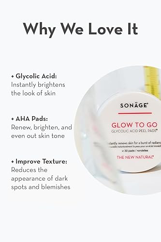 Miniatura 5 de Sonage Glow To Go Almohadillas faciales AHA de ácido glicólico Almohadillas exfoliantes y rejuvenecedoras Reduce la apariencia de arrugas, poros