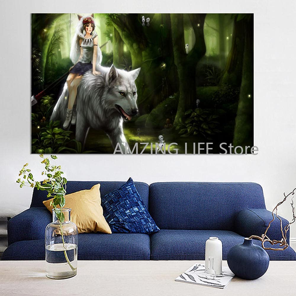 Affiche Princesse Mononoke grand format 70x70 cm sans cadre pour décoration murale de salon