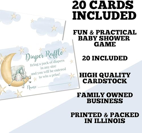 Miniatura 11 de Amanda Creation Gold & Silver Twinkle Little Star - Boletos para rifas de pañales neutrales de género para baby showers, 20 insertos de doble cara