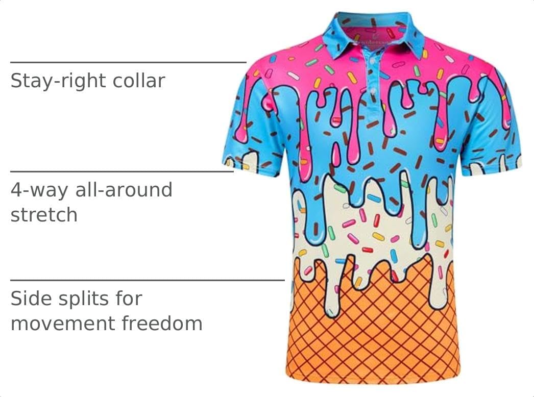 uideazone Mens Funny Golf Shirts Dry Fit Polo Shirt Short Sleeve, S-2XL image 2