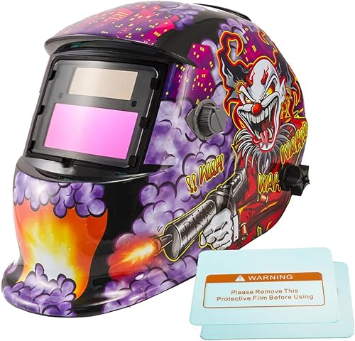 iMeshbean Casco de soldadura de oscurecimiento automático Máscara de capucha accionada solar con lente adicional ANSI aprobado por el ANSI, diseño